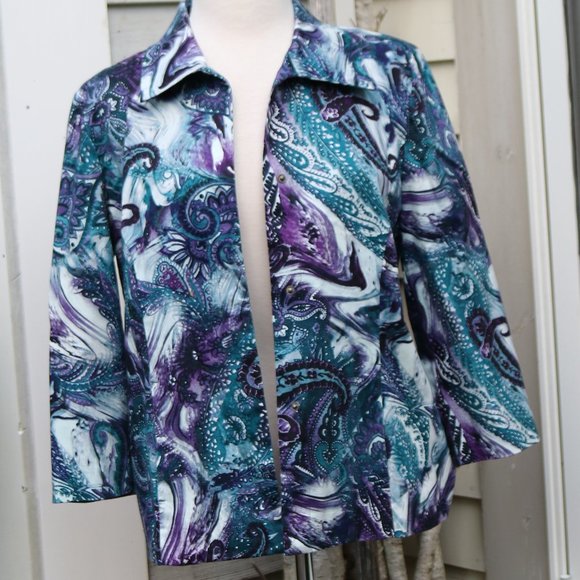 Purple Paisley Print Soft Coat 17386